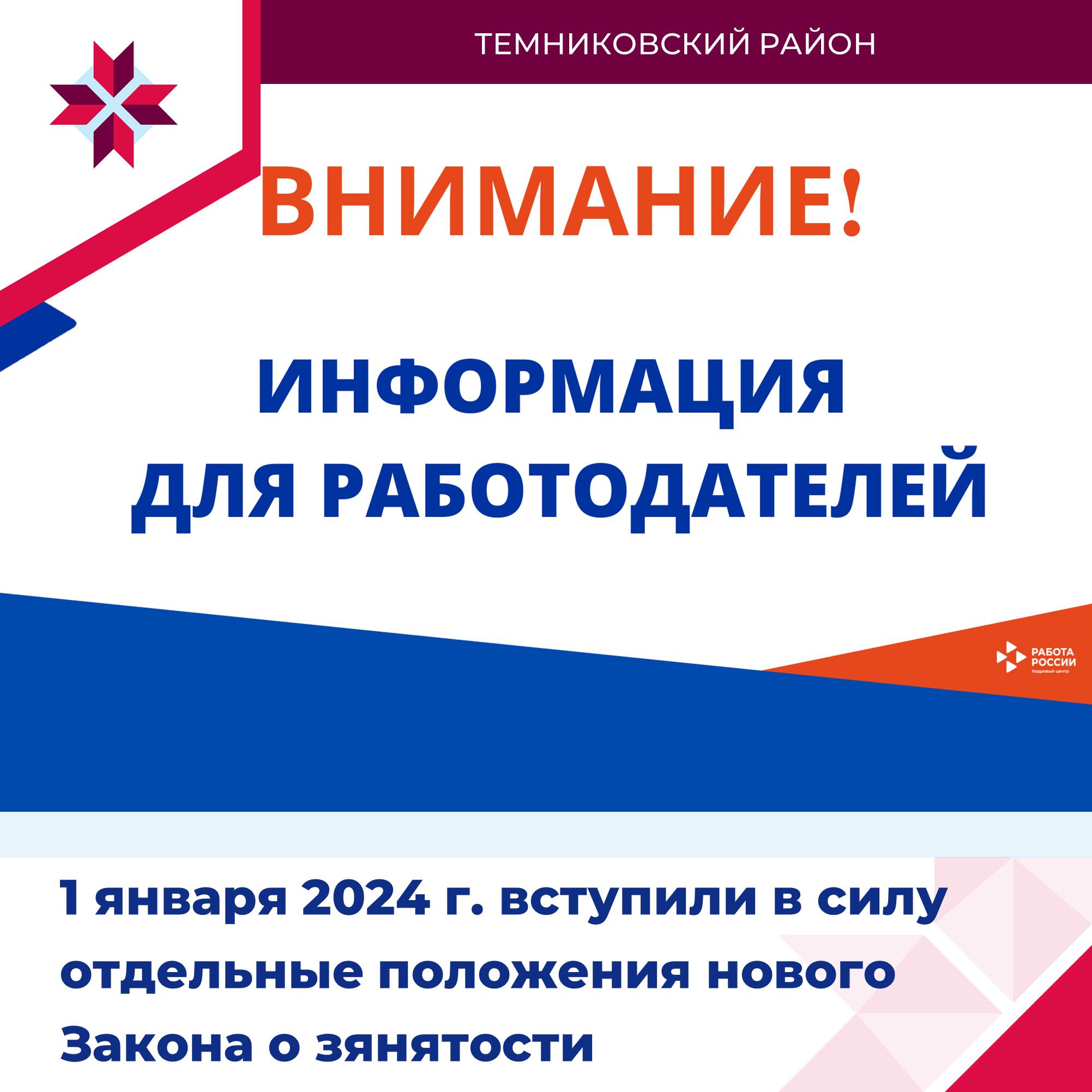 1 января 2024 г. вступили в силу отдельные положения нового Закона о зянятости.